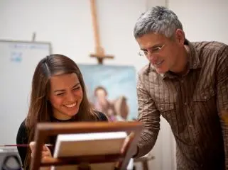 Lorenzo de' Medici teacher tutoring an art student
