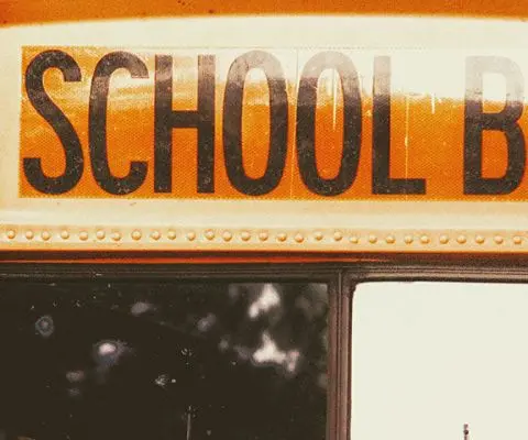 close up of yellow school bus 