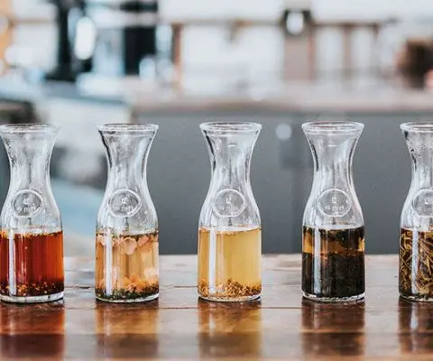 small bottles lined up