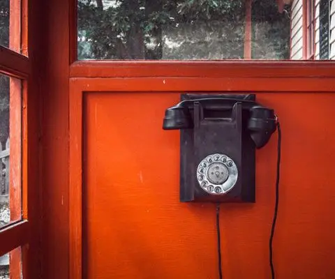 Vintage red phone booth in New Zealand