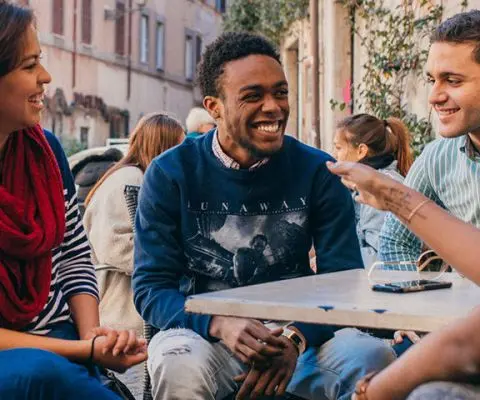 A group of people talking