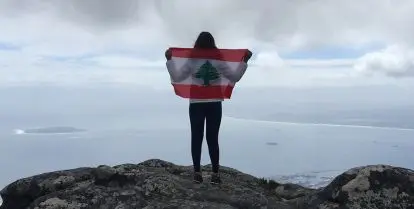 Woman on top of Table Mountain, Cape Town