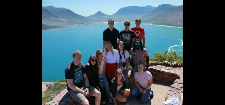 Internship students on a road trip in Cape Town